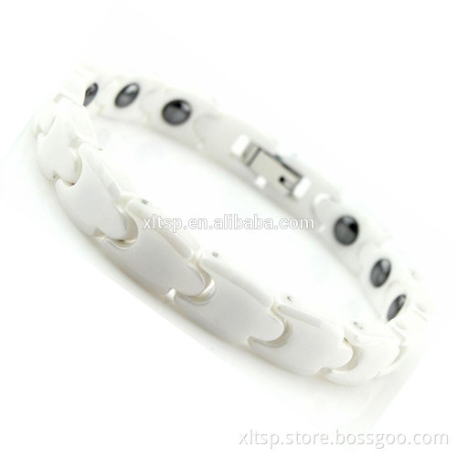 Gold plated titanium germanium bracelet black ceramic with ion power